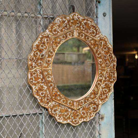 Oval Mirror with Painted Glass Frame